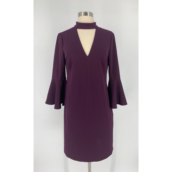 Eliza J. Bell Sleeves Halter V-Neck Knee Length Dress - Picture 1 of 8